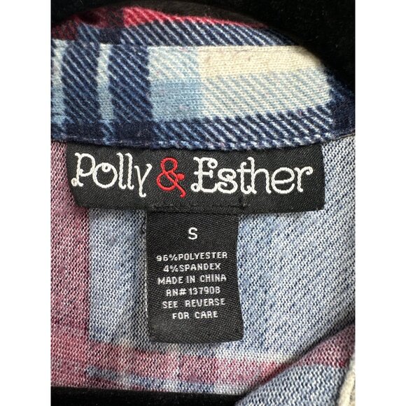 Polly & Esther Womens Small Plaid Button-Up Shirt Flannel country western - Picture 3 of 6